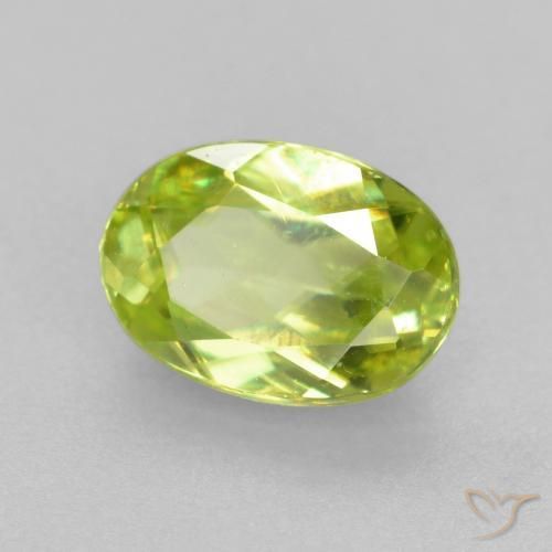 0.77 ct Green Sphene Stone, Natural Sphene in Oval Facet Shape for Sale