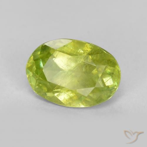 1.15 ct Green Sphene Stone, Natural Sphene in Oval Facet Shape for Sale