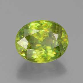 3.12 ct Green Sphene Stone, Natural Sphene in Oval Facet Shape for Sale