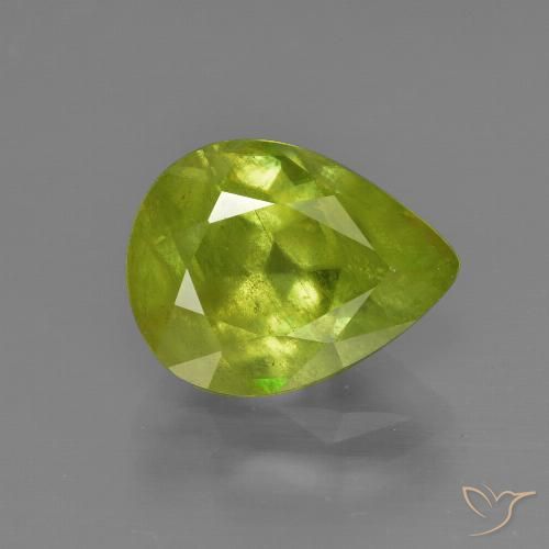 3.09 ct Green Sphene, 10.5 x 8.1 mm Pear Cut From Sri Lanka, Photo A