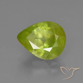 3.09 ct Green Sphene Stone, Natural Sphene in Pear Facet Shape for Sale