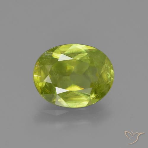Sphène Ovale en damier des États-Unis 2,13 ct, dimension 9,5 x 7,4mm, pureté si, pierre gemme naturelle Non traité, 1 pièce de sphène de couleur Jaune moyen, dureté Mohs de 5 à 5.5, Photo A