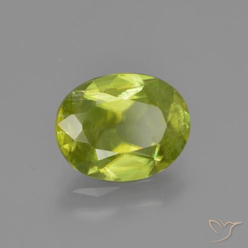2.13 ct Yellow Sphene Stone, Natural Sphene in Oval Facet Shape for Sale