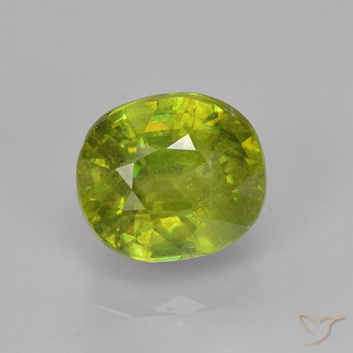 3.07 ct Green Sphene, 8.6 x 7.5 mm Oval Cut From Sri Lanka, Photo A