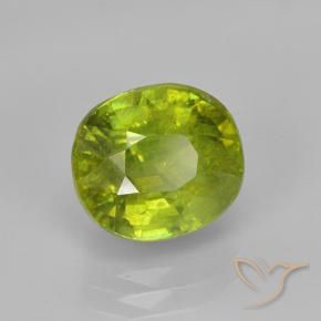 3.07 ct Green Sphene Stone, Natural Sphene in Oval Facet Shape for Sale