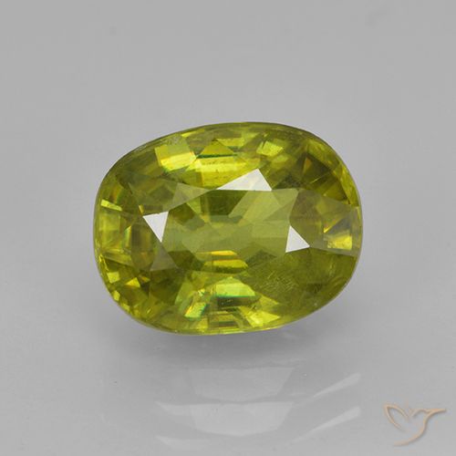 3.03 ct Green Sphene, 9.4 x 7.3 mm Oval Cut From Sri Lanka, Photo A