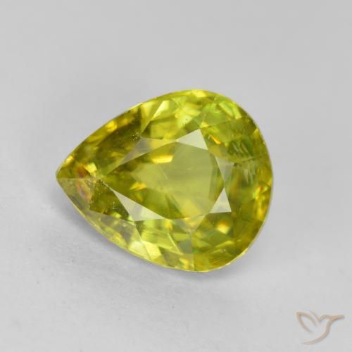 1.56 ct Green Sphene, 7.9 x 6.6 mm Pear Cut From Sri Lanka, Photo A