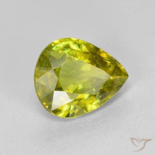 1.56 ct Green Sphene Stone, Natural Sphene in Pear Facet Shape for Sale