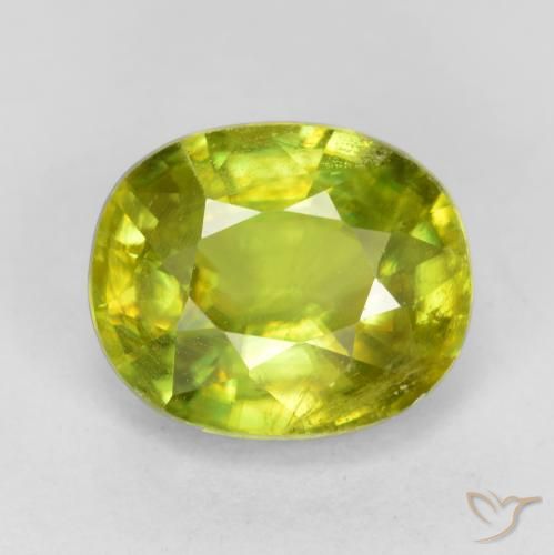 1.75 ct Green Sphene, 8 x 6.6 mm Oval Cut From Sri Lanka, Photo A