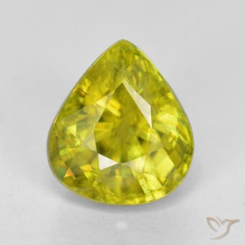 2.52 ct Yellow Sphene, 8.5 x 7.6 mm Pear Cut From Sri Lanka, Photo A