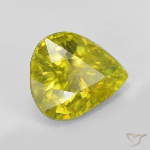 2.52 ct Yellow Sphene Stone, Natural Sphene in Pear Facet Shape for Sale