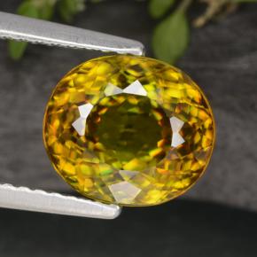 3.35 ct Yellow Sphene Gemstone, Sphene Gem in Oval Facet Shape for Sale.