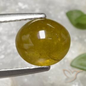 3.20 ct Yellow Sphene Stone, Natural Sphene in Oval Cabochon Shape for Sale