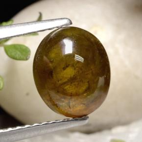 2.92 ct Yellow Sphene Gemstone, Sphene Gem in Oval Cabochon Shape for Sale.