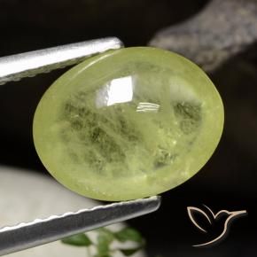 3.41 ct Yellow Sphene Stone, Natural Sphene in Oval Cabochon Shape for Sale
