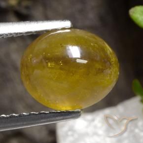 2.68 ct Golden Sphene Stone, Natural Sphene in Oval Cabochon Shape for Sale