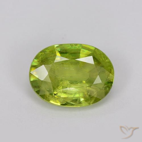 1.54 ct Green Sphene Gemstone, Sphene Gem in Oval Facet Shape for Sale.