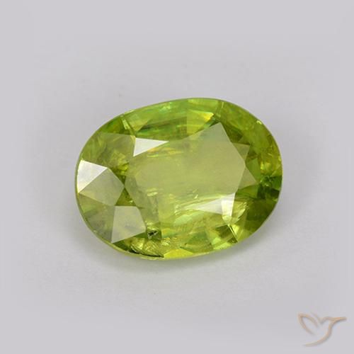 1.54 ct Green Sphene Stone, Natural Sphene in Oval Facet Shape for Sale
