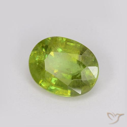 1.23 ct Green Sphene Stone, Natural Sphene in Oval Facet Shape for Sale