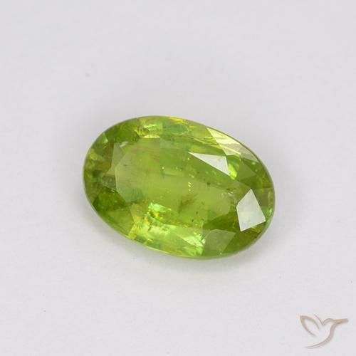 0.73 ct Green Sphene Stone, Natural Sphene in Oval Facet Shape for Sale