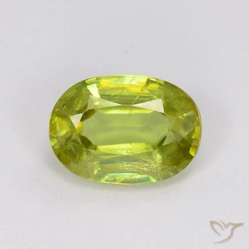 1.37ct Natural Bright Green Sphene, Oval, VS-SI