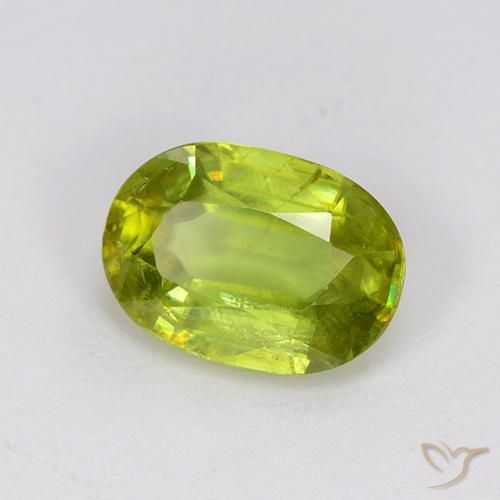 1.37 ct Green Sphene Stone, Natural Sphene in Oval Facet Shape for Sale