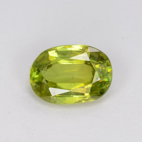Light Earthy Green Sphene Gem - 1.1ct Oval Facet (ID: 510640)