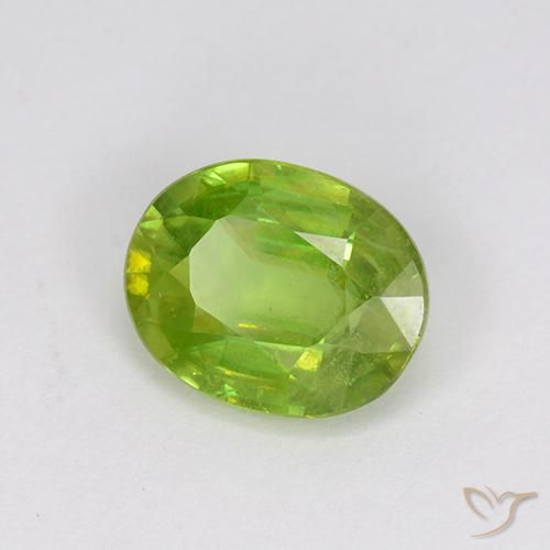 1.14 ct Green Sphene Stone, Natural Sphene in Oval Facet Shape for Sale