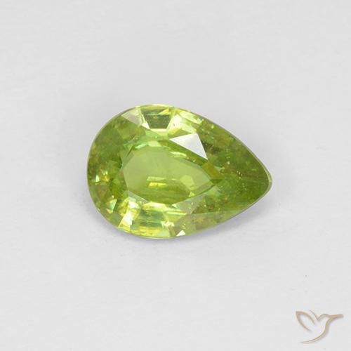 0.73ct Natural Bright Green Sphene, Pear Shape, VS