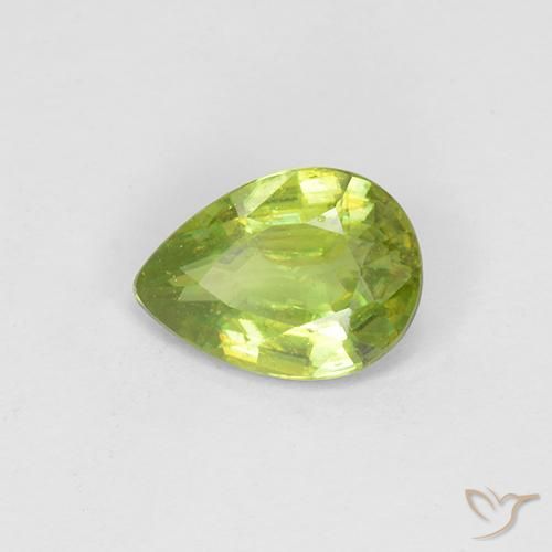 0.73 ct Green Sphene Stone, Natural Sphene in Pear Facet Shape for Sale