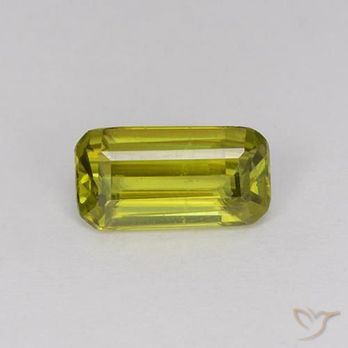 0.87 ct Green Sphene Stone, Natural Sphene in Octagon Step Cut Shape for Sale