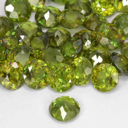 Sphene Gemstone in 4.7 mm Size for Sale, Sphene Stone in Forest Green Color