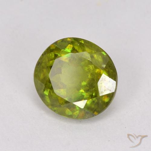 0.95 ct Green Sphene Stone, Natural Sphene in Oval Facet Shape for Sale