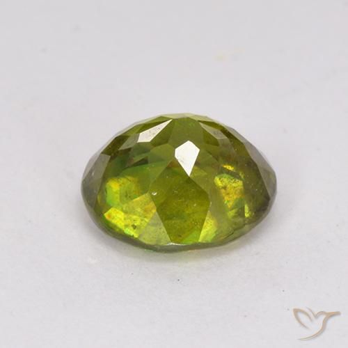 Sphene Gemstone in 6.1 x 5.6 mm Size for Sale, Sphene Stone in Warm Forest Green Color