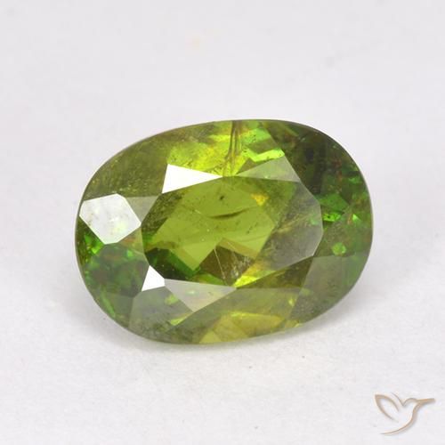 1.27 ct Green Sphene Stone, Natural Sphene in Oval Facet Shape for Sale