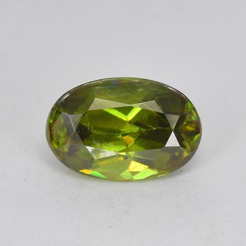 Dark Green Sphene Gem - 0.9ct Oval Facet (ID: 513246)