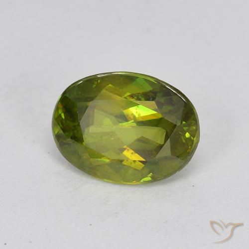 1.03 ct Green Sphene Stone, Natural Sphene in Oval Facet Shape for Sale