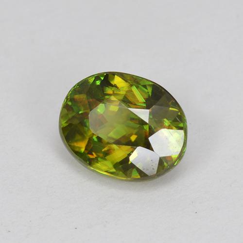 0.73 ct Green Sphene Stone, Natural Sphene in Oval Facet Shape for Sale