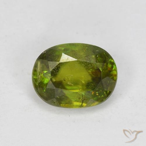 0.83ct Natural Warm Earthy Green Sphene, Oval, VS-SI