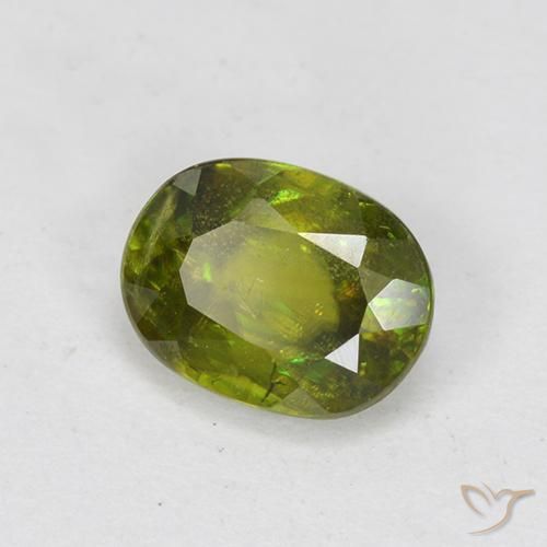 0.83 ct Green Sphene Stone, Natural Sphene in Oval Facet Shape for Sale