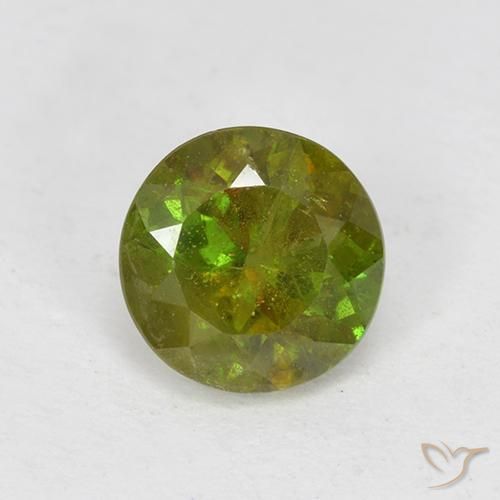 0.70 ct Green Sphene Stone, Natural Sphene in Round Facet Shape for Sale