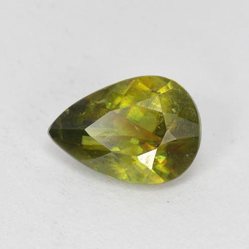 Medium Green Sphene Gem - 0.7ct Pear Facet (ID: 513257)