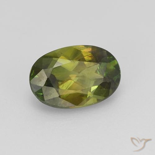 0.89 ct Green Sphene Stone, Natural Sphene in Oval Facet Shape for Sale