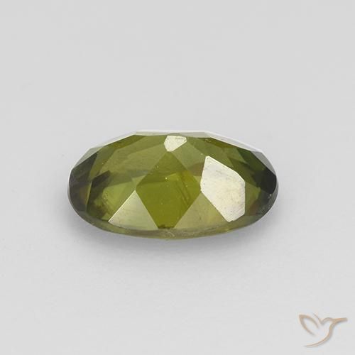 Sphene Gemstone in 7.3 x 4.9 mm Size for Sale, Sphene Stone in Medium-Dark Green Color