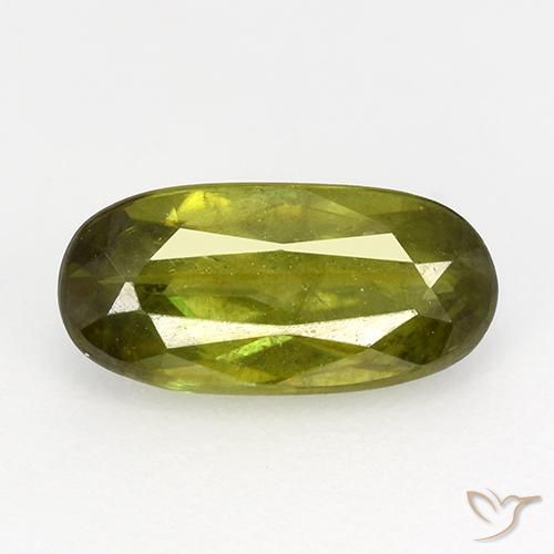 0.95 ct Green Sphene, 9 x 4.3 mm Oval Cut From Sri Lanka, Photo A