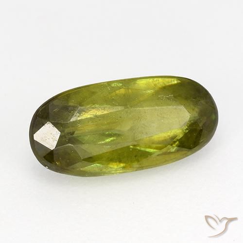 0.95 ct Green Sphene Stone, Natural Sphene in Oval Facet Shape for Sale