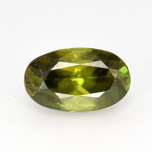 Warm Green Sphene Gem - 0.9ct Oval Facet (ID: 513359)