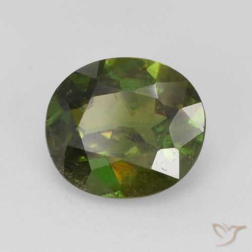 1.73 ct Green Sphene Stone, Natural Sphene in Oval Facet Shape for Sale