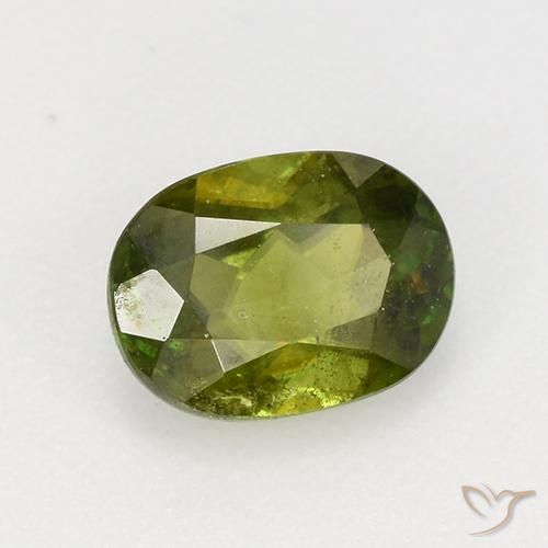 0.81 ct Green Sphene Stone, Natural Sphene in Oval Facet Shape for Sale