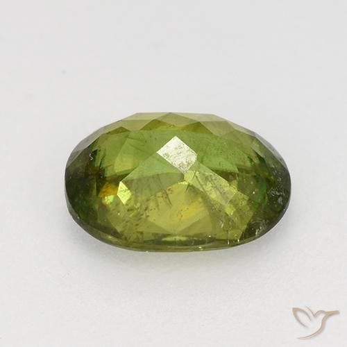 Sphene Gemstone in 6.6 x 4.9 mm Size for Sale, Sphene Stone in Medium-Dark Green Color